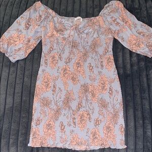 Blush Floral Patterned Mini Dress